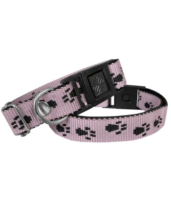 Markapet Köpek Tasması Patili Dokuma 2 cm - Min: 30 cm - Max: 50 cm Açık Pembe