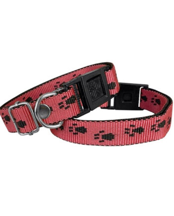 Markapet Köpek Tasması Patili Dokuma 2 cm - Min: 30 cm - Max: 50 cm Kırmızı