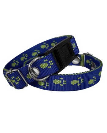 Markapet Köpek Tasması Patili Dokuma 2 cm - Min: 30 cm - Max: 50 cm Lacivert