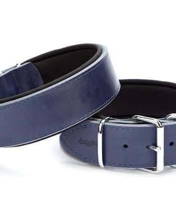 Doggie Konfor Deri El Yapımı Köpek Boyun Tasması 6x55-65 cm Mavi