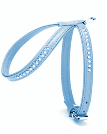 Doggie Flotter Swarovski Taşlı Deri Köpek Göğüs Tasması 1,2 x 21-30 cm Mavi