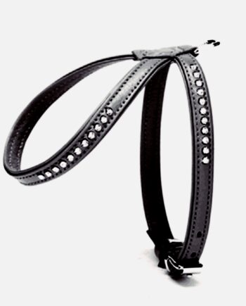 Doggie Flotter Swarovski Taşlı Deri Köpek Göğüs Tasması 1,2 x 25-35 cm Siyah