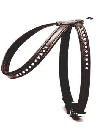 Doggie Flotter Swarovski Taşlı Deri Köpek Göğüs Tasması 1,2 x 21-30 cm Kahverengi