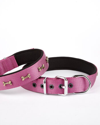 Doggie Softlu Dokuma Metal Kemik Süslü Tasma 2,5*60 cm Mor