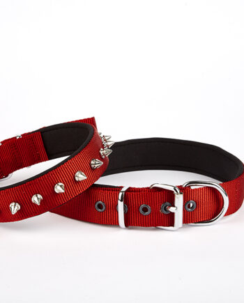 Doggie Çivi Desenli Köpek Tasması 3*55 cm Medium Kırmızı