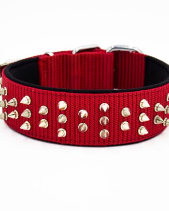 Doggie Konfor El Yapımı Çivili Köpek Boyun Tasması 5x60-70cm Kırmızı