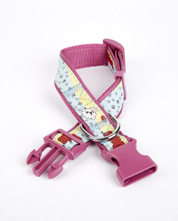 Doggie Pati Desenli Dokuma Köpek Boyun Tasması 3 cm x 36-60 cm Mor