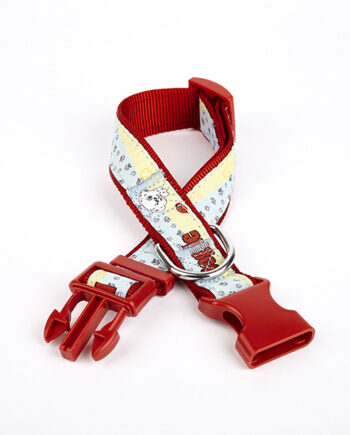 Doggie Pati Desenli Dokuma Köpek Boyun Tasması 3 cm x 36-60 cm Kırmızı