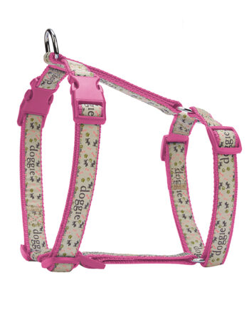 Doggie Desenli Süslü Dokuma Köpek Göğüs Tasması 2 x 45-55 cm Mor