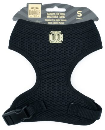 Doggie Havalı Dokumadan Küçük Irk Köpek Göğüs Tasması 1,5 x 25-35 cm Siyah