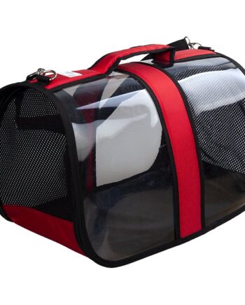 Markapet Kedi Köpek Fileli Şeffaf Taşıma Çantası 25*26*42 cm Kırmızı