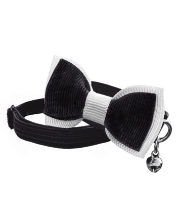 Markapet Papyonlu Elastik Örme Kedi Tasması 18,5 cm-29 cm Siyah