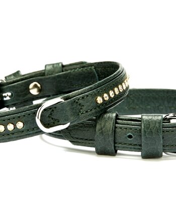 Doggie Flotter Deri Swarovski Kristal Taşlı Köpek Boyun Tasması 1,5 x 24-30 cm Kamel