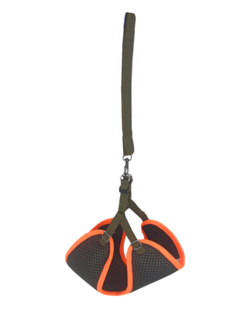Kedi Köpek Havalı Göğüs Tasma Seti Medium 36-43 cm + 130 cm Haki Turuncu