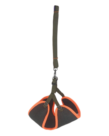 Kedi Köpek Havalı Göğüs Tasma Seti Large 38-45 cm + 130 cm Haki Turuncu