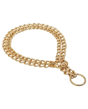 Doggie Eğitim Serisi Çift Boğma Zincirli Köpek Boyun Tasması - 2,5x60-60cm - Gold