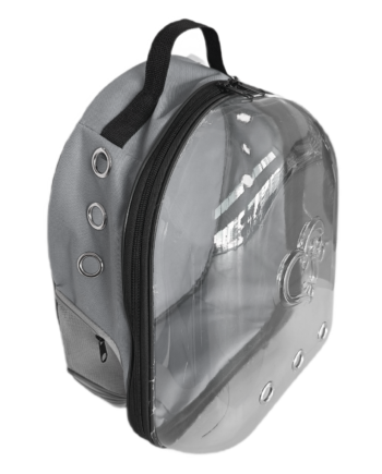 Kalpli Patili Astronot Şeffaf Taşıma Sırt Çantası Gri 24x32x42 cm