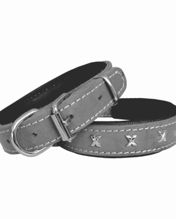 Markapet Deri Metal İşlemeli Köpek Boyun Tasması 3 x 42 - 56 cm Gri