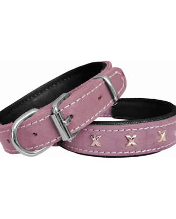 Markapet Deri Metal İşlemeli Köpek Boyun Tasması 2,5 x 40-50 cm Gül Kurusu