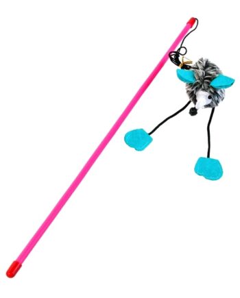 Tüylü Fareli Kedi Oyun Oltası 47.6 cm/18.74 cm Gri-Mavi