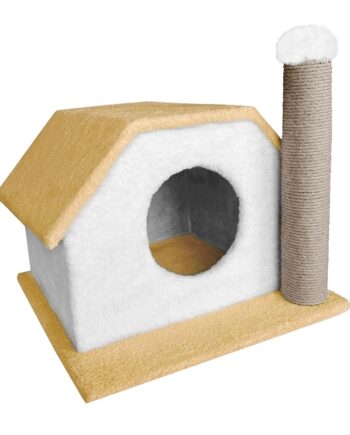 Markapet Tırmalamalı Kedi Klubesi 33 x 40 x 45 cm Hardal-Beyaz