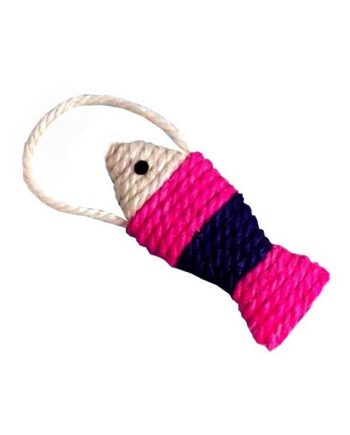 Amoor Hasır İpli Kedi Balık Oyuncağı 10,5 cm Mor-Pembe