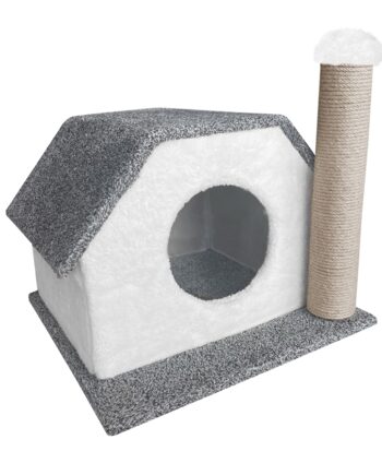 Markapet Tırmalamalı Kedi Klubesi 33 x 40 x 45 cm Kırçıl-Beyaz