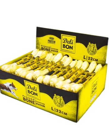 Delibon 22cm Deri Köpek Çiğneti Pres Kemik 1x22cm Beyaz