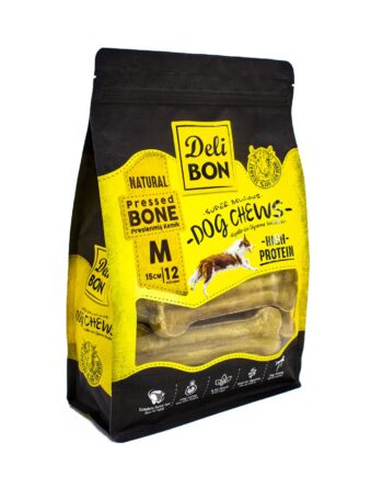Delibon Deri Köpek Çiğneti Pres Kemik 15Cm M 12Li  Natural