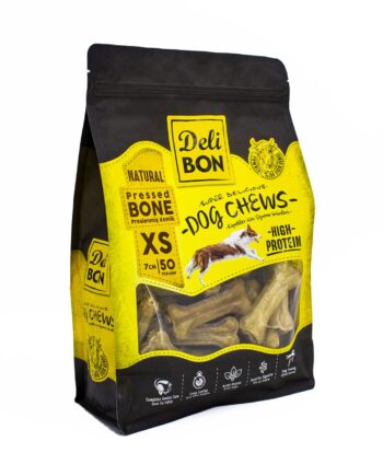 Delibon Deri Köpek Çiğneti Pres Kemik 7Cm Xs 50Li  Natural