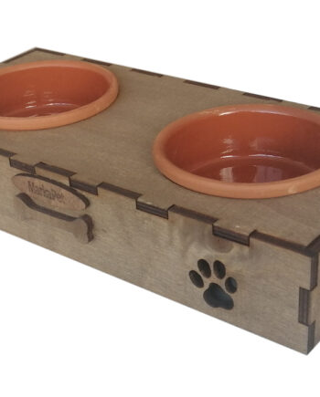 Markapet Ahşap Köpek Mama Su Kabı 200+200 ml
