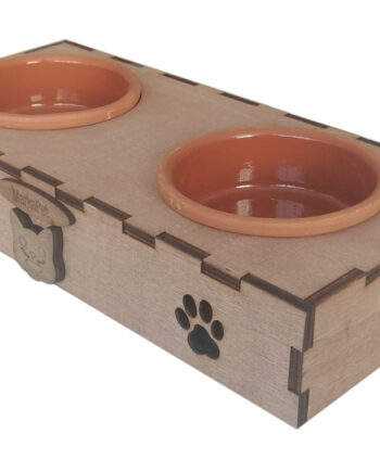 Markapet Ahşap Kedi Mama Su Kabı 200+200 ml