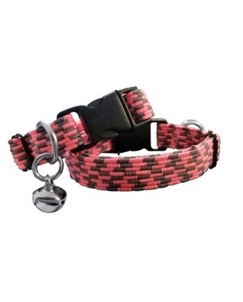 Markapet Elastik Örme Kedi Tasması Gri-Pembe 10 mm A=23/32 cm