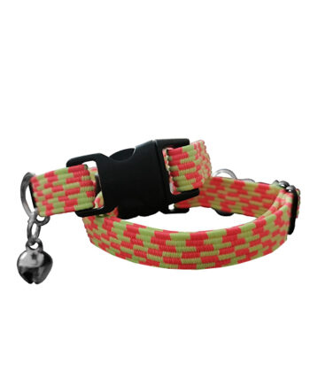 Markapet Elastik Örme Kedi Tasması Sarı-Pembe 10 mm A=23/32 cm