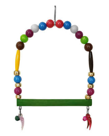 Renkli Boncuklu Ve Çanlı Muhabbet Kuşu Salıncağı 10-11.5 cm Renkli
