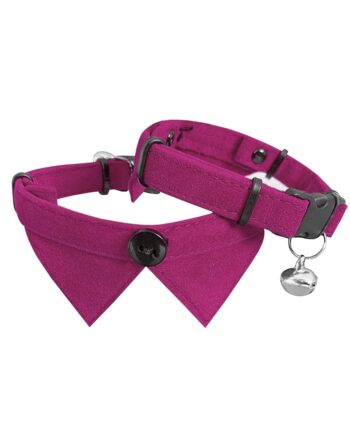 Markapet Kadife Zilli Yakalı Kedi Boyun Tasması 20-32 cm Fuşya