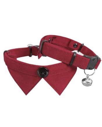 Markapet Kadife Zilli Yakalı Kedi Boyun Tasması 20-32 cm Kırmızı