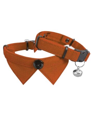 Markapet Kadife Zilli Yakalı Kedi Boyun Tasması 20-32 cm Turuncu