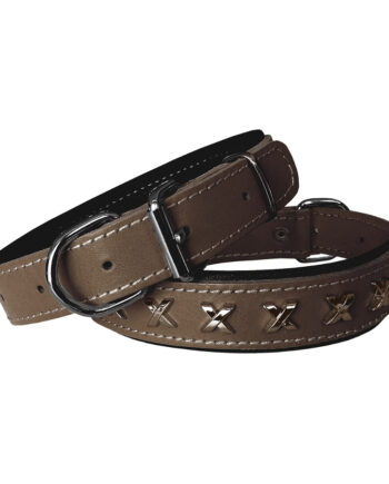 Markapet Deri Metal İşlemeli Köpek Boyun Tasması 2,5 x 40-50 cm Kahverengi