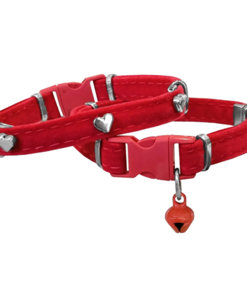 Markapet Kadife Kedi Boyun Tasması Kalpli 20-32 cm Kırmızı