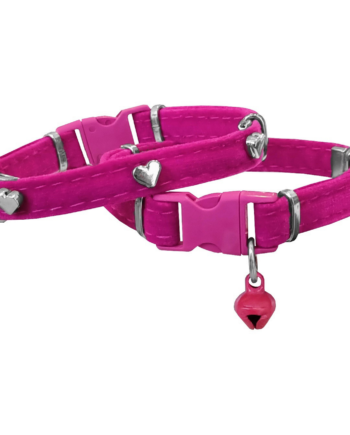 Markapet Kadife Kedi Boyun Tasması Kalpli 20-32 cm Pembe