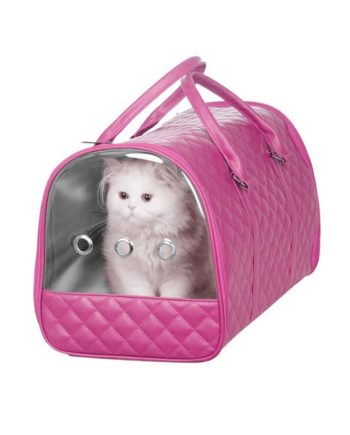Markapet Kapitone Şeffaf Kedi Taşıma Çantası 22*30*45 cm Pembe