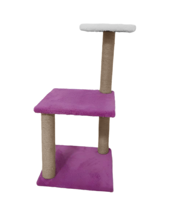 Markapet İki Katlı Kedi Tırmalama Tahtası 26-36-78 cm Mor-Beyaz