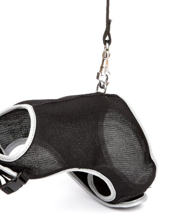 Doggie Havalı Ped Göğüs Tasma Seti Siyah 25*30 cm + 110 cm