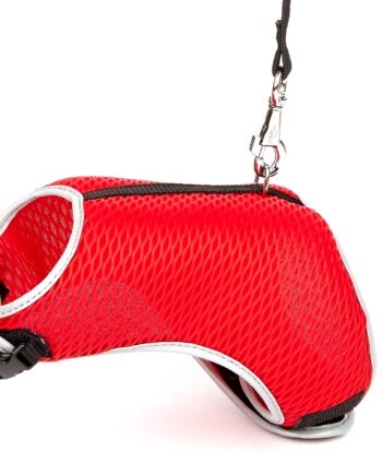 Doggie Havalı Ped Göğüs Tasma Seti Kırmızı 25*30 cm + 110 cm