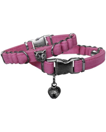 Markapet Kedi Kafalı Kadife Kedi Boyun Tasması 20-32 cm Koyu Pembe