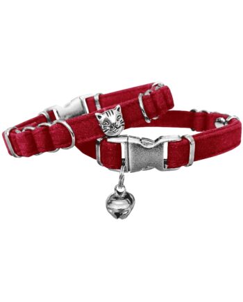 Markapet Kedi Kafalı Kadife Kedi Boyun Tasması 20-32 cm Kırmızı