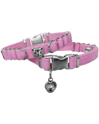 Markapet Kedi Kafalı Kadife Kedi Boyun Tasması 20-32 cm Pembe