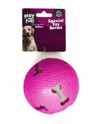 Playfull Sesli Kemik Desenli Plastik Top Köpek Oyuncağı 7,5 Cm Pembe