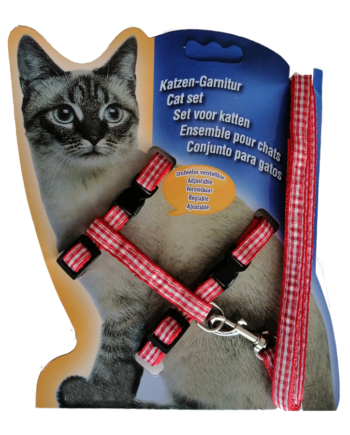 Atlantik Desenli Kedi Göğüs Bel Tasması 20*32 cm Kırmızı
